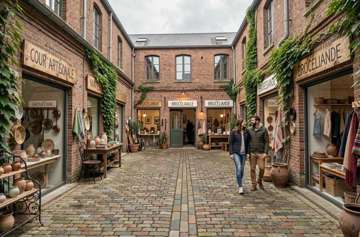 La Cour artisanale Brocéliande à Nantes avec ses ateliers de créateurs dans une cour industrielle réhabilitée