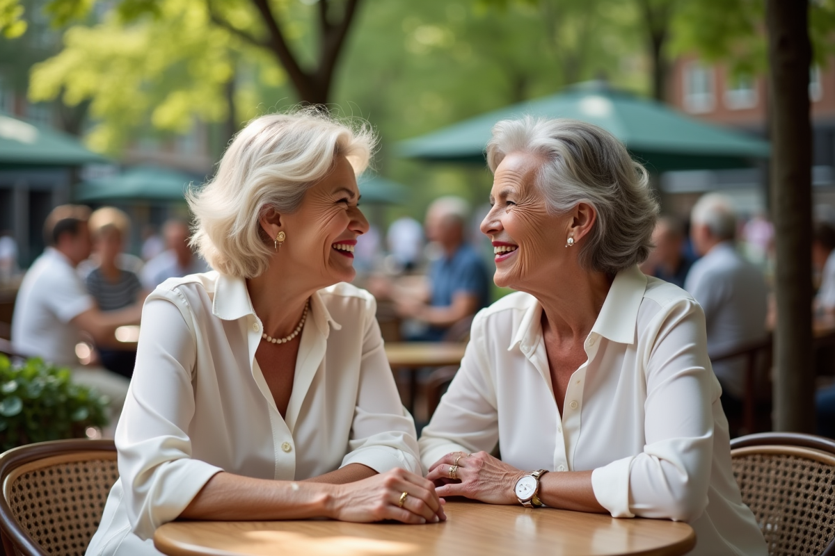 Deux femmes discutant avec leurs rouges à lèvres colorés au café