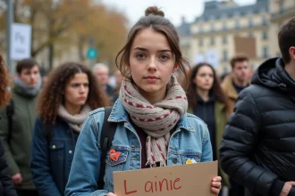 Jeune femme militante lors d'une marche climat à Paris