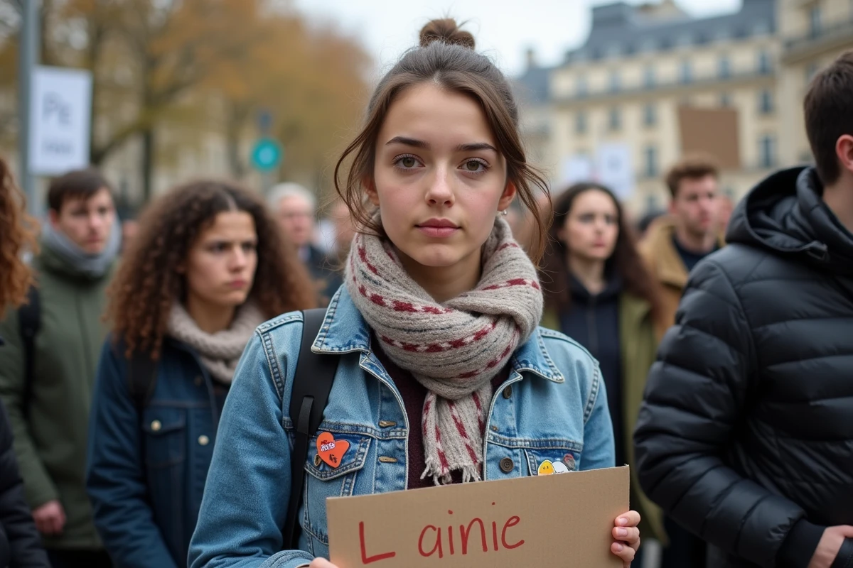 Jeune femme militante lors d'une marche climat à Paris