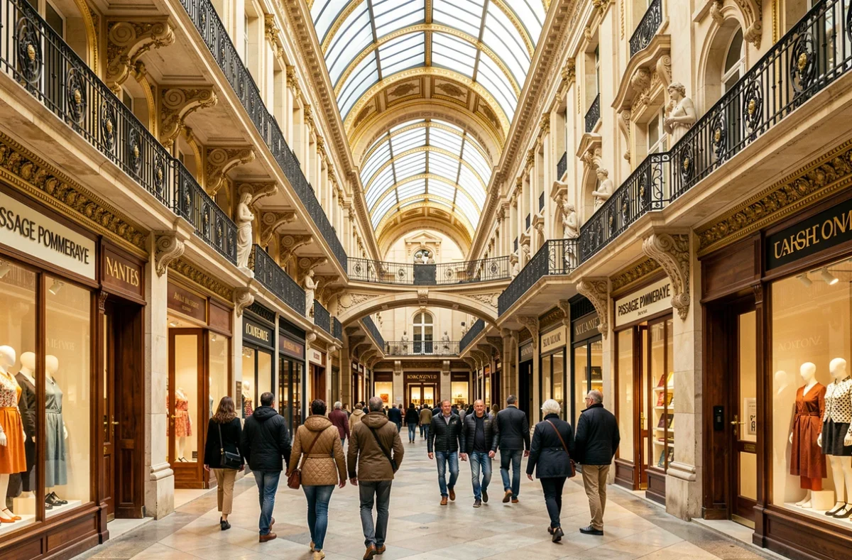 Le Passage Pommeraye à Nantes avec ses galeries de créateurs dans son architecture néoclassique du XIXe siècle